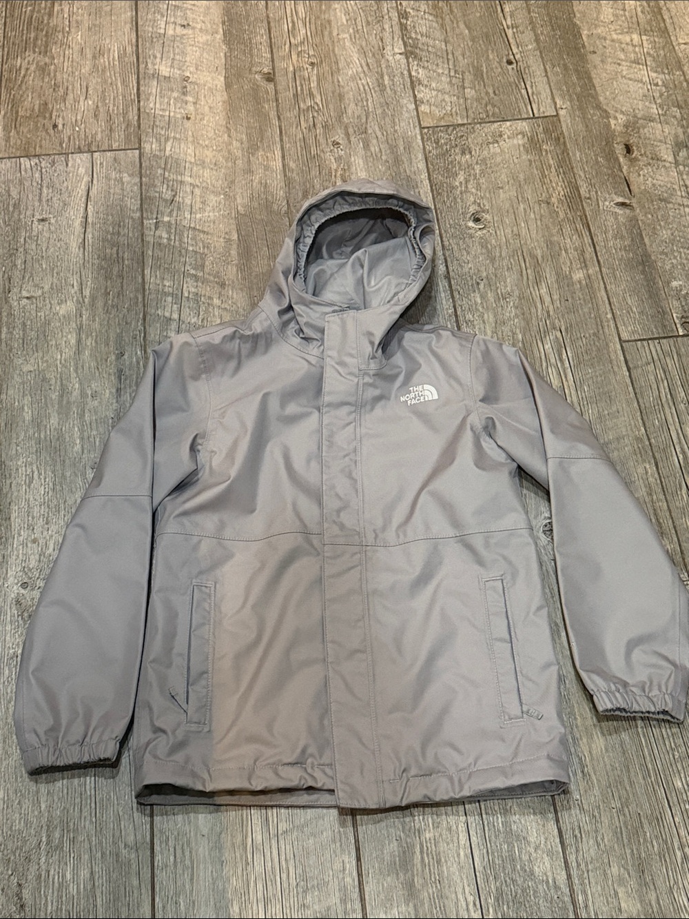 The North Face Kids Hooded Rain Jacket — Light Gray